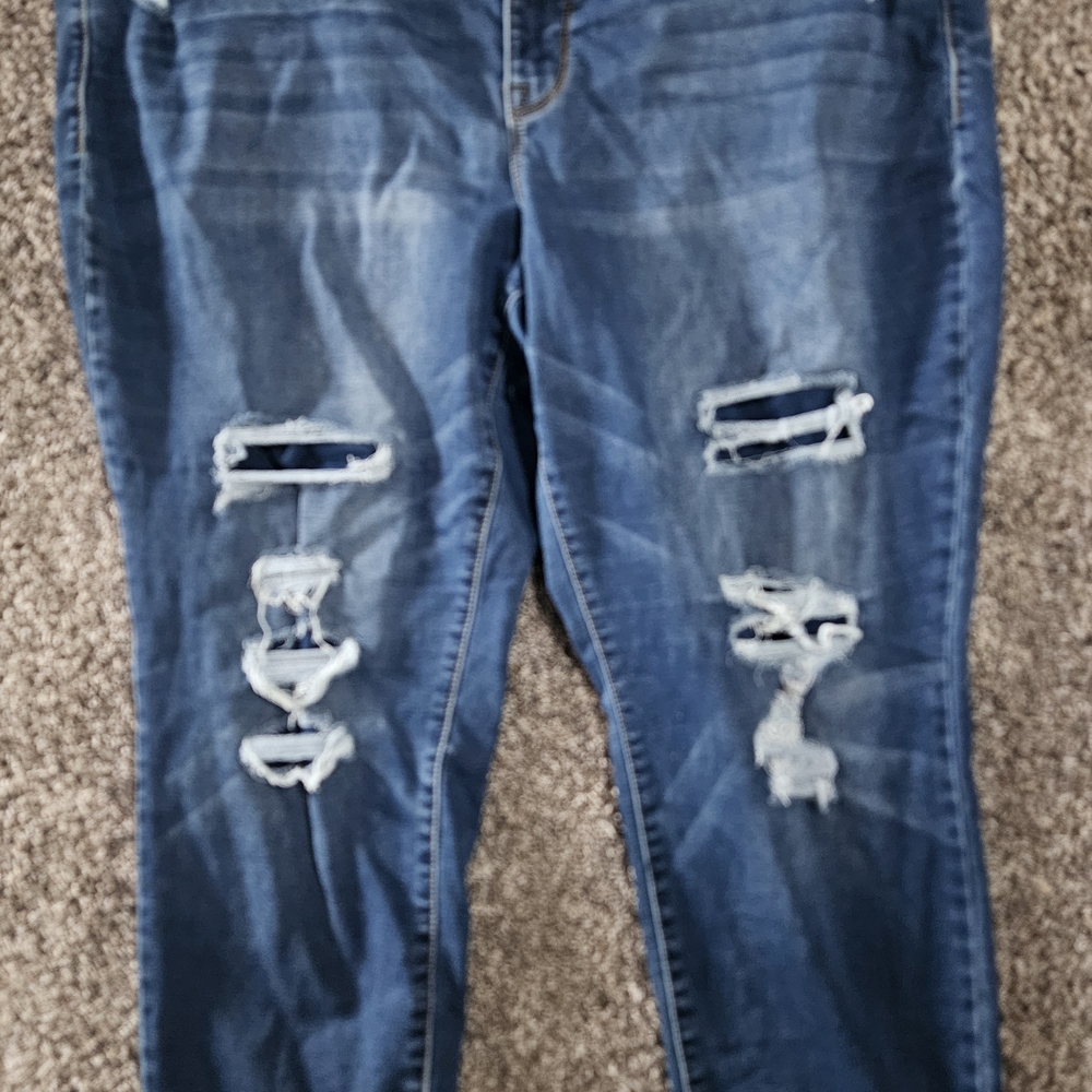 Maurices Blue Distressed Skinny Jeans